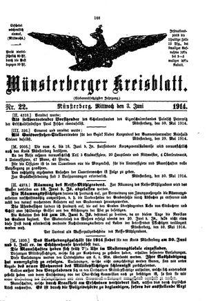 Münsterberger Kreisblatt vom 03.06.1914