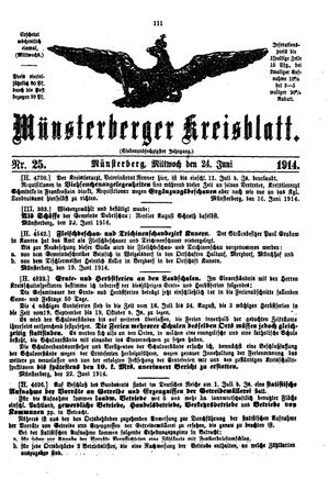 Münsterberger Kreisblatt vom 24.06.1914