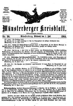 Münsterberger Kreisblatt vom 01.07.1914