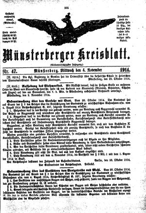Münsterberger Kreisblatt vom 04.11.1914