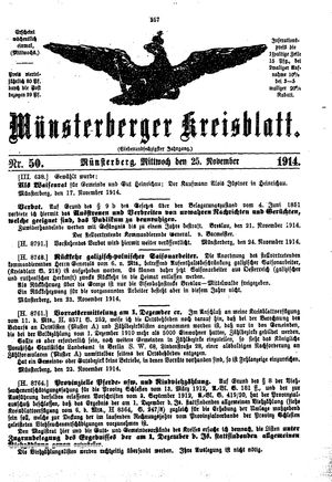 Münsterberger Kreisblatt vom 25.11.1914