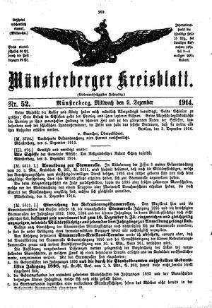 Münsterberger Kreisblatt vom 09.12.1914