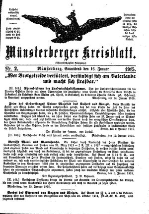 Münsterberger Kreisblatt vom 16.01.1915