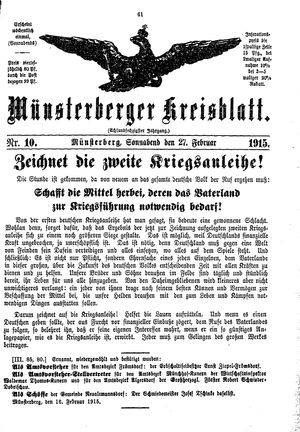 Münsterberger Kreisblatt vom 27.02.1915