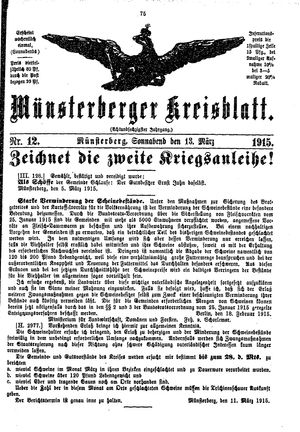 Münsterberger Kreisblatt vom 13.03.1915