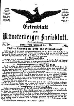 Münsterberger Kreisblatt vom 01.05.1915