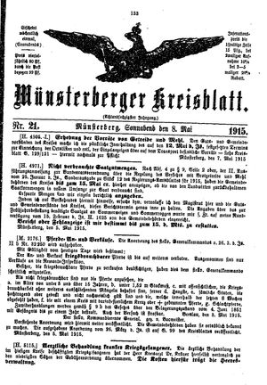 Münsterberger Kreisblatt vom 08.05.1915