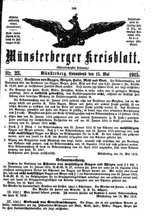 Münsterberger Kreisblatt vom 15.05.1915