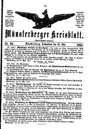 Münsterberger Kreisblatt vom 22.05.1915