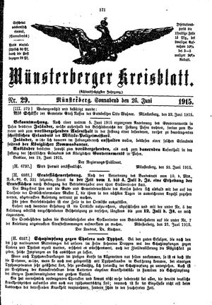 Münsterberger Kreisblatt vom 26.06.1915