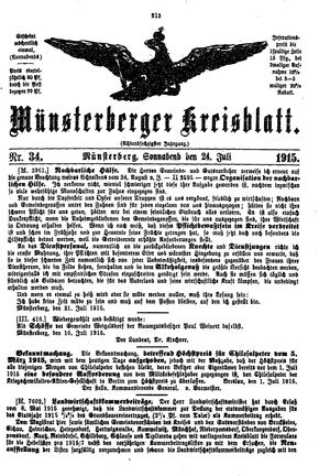 Münsterberger Kreisblatt vom 24.07.1915