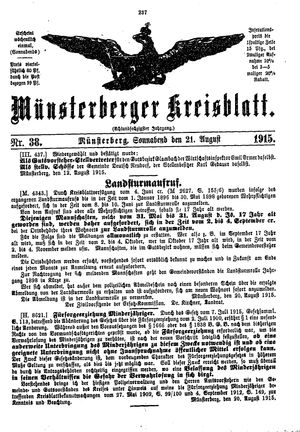 Münsterberger Kreisblatt vom 21.08.1915