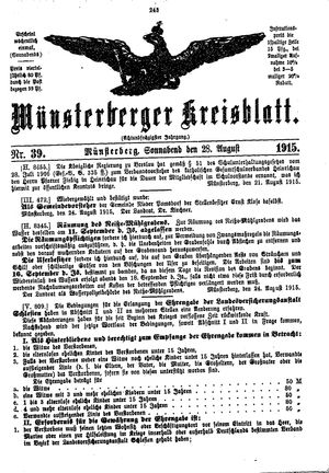 Münsterberger Kreisblatt vom 28.08.1915