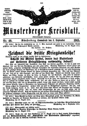 Münsterberger Kreisblatt vom 04.09.1915