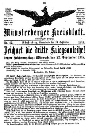 Münsterberger Kreisblatt vom 18.09.1915