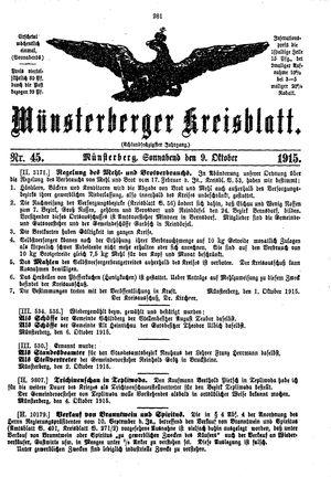 Münsterberger Kreisblatt vom 09.10.1915