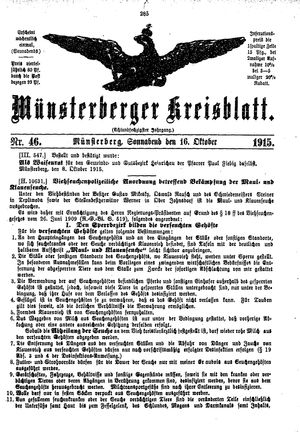 Münsterberger Kreisblatt vom 16.10.1915