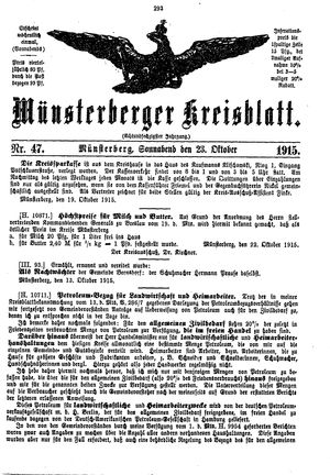 Münsterberger Kreisblatt on Oct 23, 1915