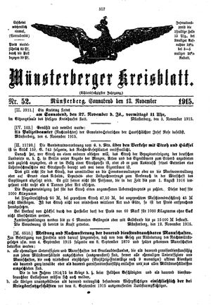 Münsterberger Kreisblatt vom 13.11.1915