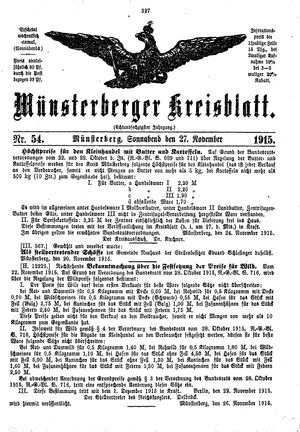 Münsterberger Kreisblatt vom 27.11.1915