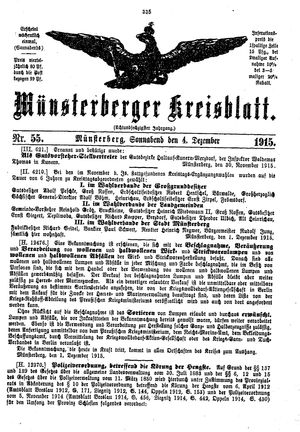 Münsterberger Kreisblatt vom 04.12.1915
