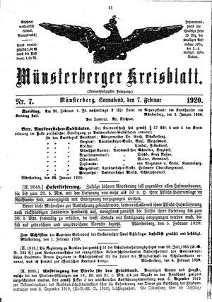 Münsterberger Kreisblatt on Feb 7, 1920