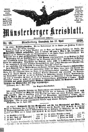 Münsterberger Kreisblatt vom 17.04.1920