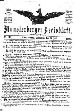 Münsterberger Kreisblatt vom 10.07.1920