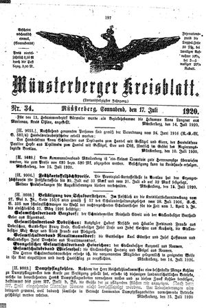 Münsterberger Kreisblatt vom 17.07.1920