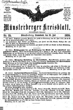 Münsterberger Kreisblatt vom 24.07.1920