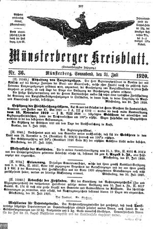 Münsterberger Kreisblatt vom 31.07.1920