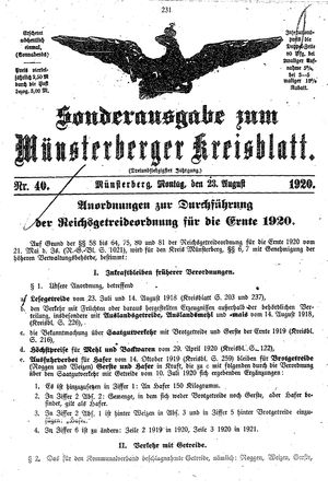 Münsterberger Kreisblatt vom 23.08.1920