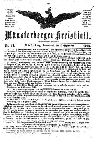 Münsterberger Kreisblatt vom 04.09.1920