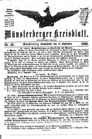 Münsterberger Kreisblatt vom 11.09.1920
