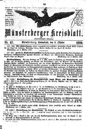 Münsterberger Kreisblatt vom 09.10.1920