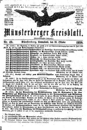Münsterberger Kreisblatt vom 23.10.1920