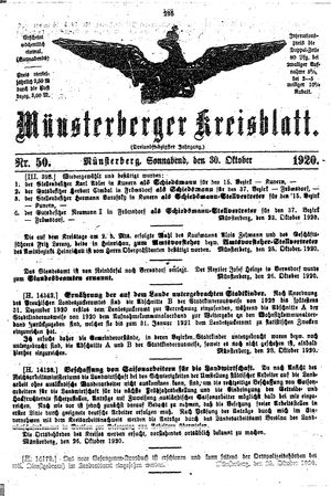 Münsterberger Kreisblatt vom 30.10.1920