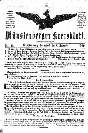 Münsterberger Kreisblatt vom 06.11.1920