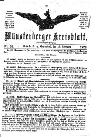 Münsterberger Kreisblatt vom 13.11.1920