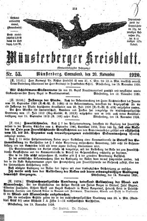 Münsterberger Kreisblatt vom 20.11.1920