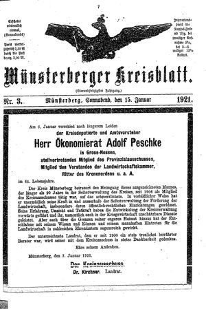 Münsterberger Kreisblatt vom 15.01.1921