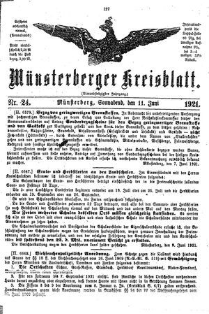 Münsterberger Kreisblatt vom 11.06.1921