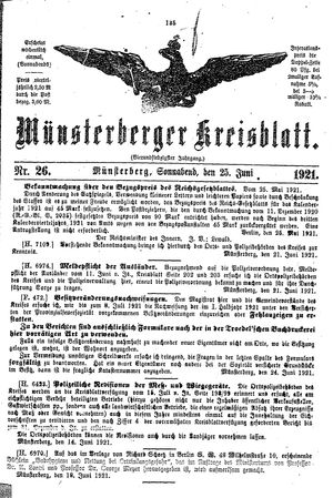 Münsterberger Kreisblatt vom 25.06.1921