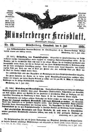 Münsterberger Kreisblatt vom 09.07.1921