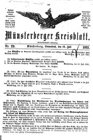 Münsterberger Kreisblatt vom 16.07.1921