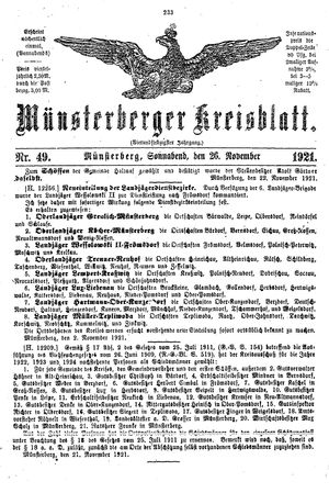 Münsterberger Kreisblatt vom 26.11.1921