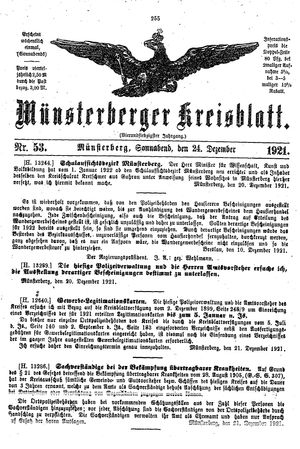 Münsterberger Kreisblatt vom 24.12.1921