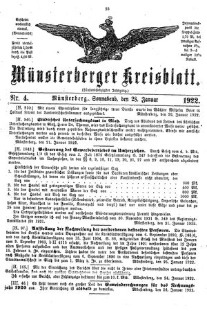 Münsterberger Kreisblatt vom 28.01.1922