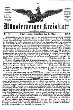 Münsterberger Kreisblatt vom 18.03.1922
