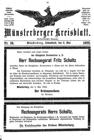 Münsterberger Kreisblatt vom 06.05.1922